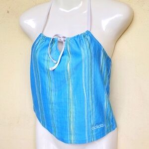 Adidas Blue Halter Crop Tank Top Medium